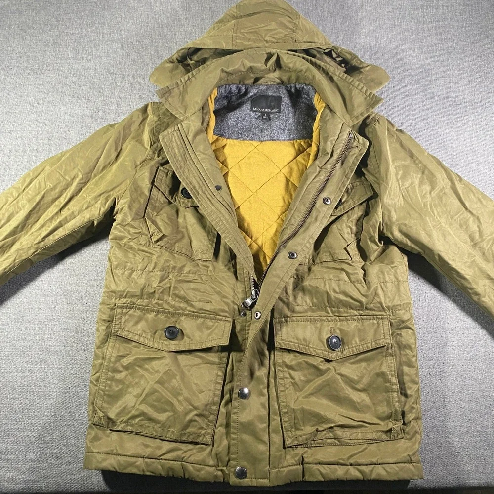 Banana Republic‎ Men S Military Field Jacket Green Hood Water Resistant Gorpcore